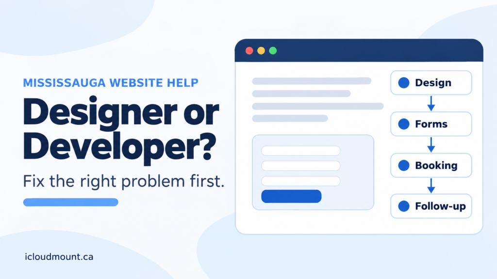 Designer or website developer in Mississauga: design, forms, booking and follow-up